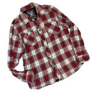 VANS Classics Men's Red Plaid Flannel Shirt Size Small 100% Cotton